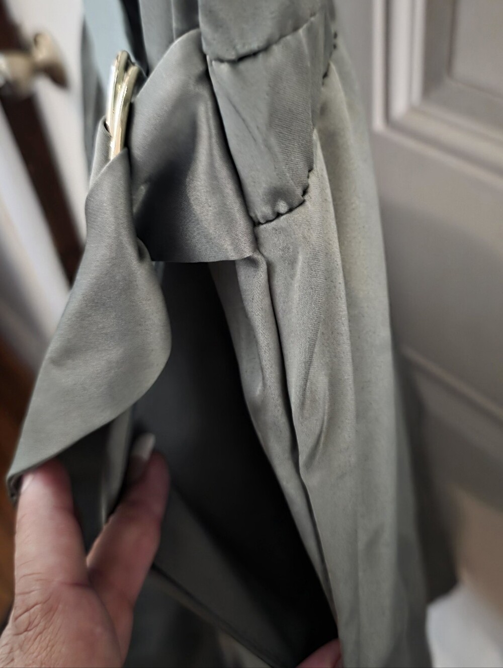 French Connection Olive Button-Front Shirt Dress with Belt - Picture 5 of 6